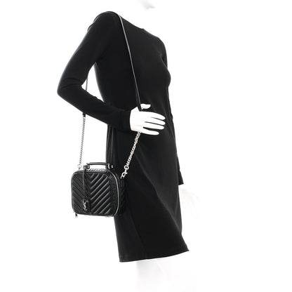 Saint Laurent Lambskin Matelasse Chevron Lunchbox Bag Black 2 of 7