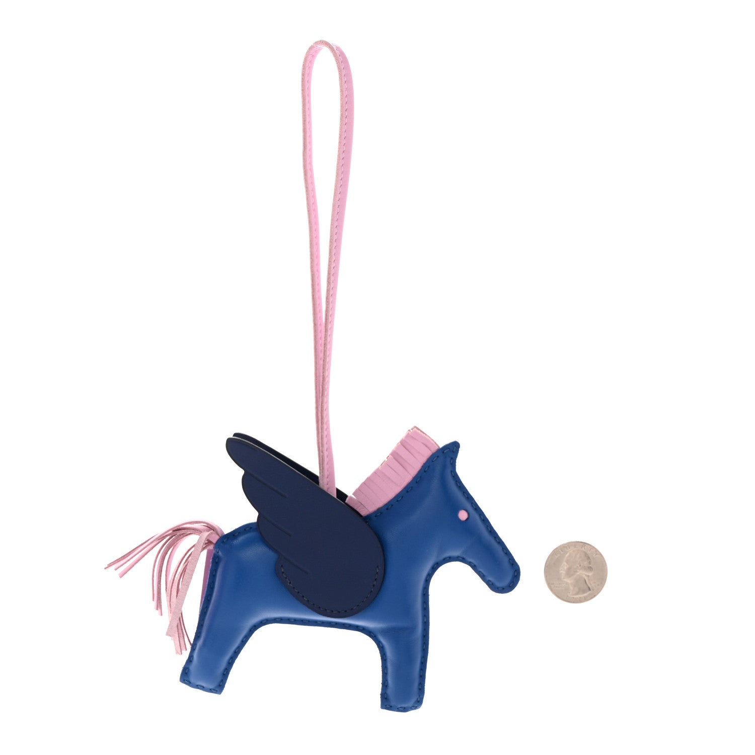 Hermes Milo Lambskin Grigri Rodeo Pegase Horse Bag Charm Bleu France Mauve Sylvestre Bleu Saphir 2 of 4