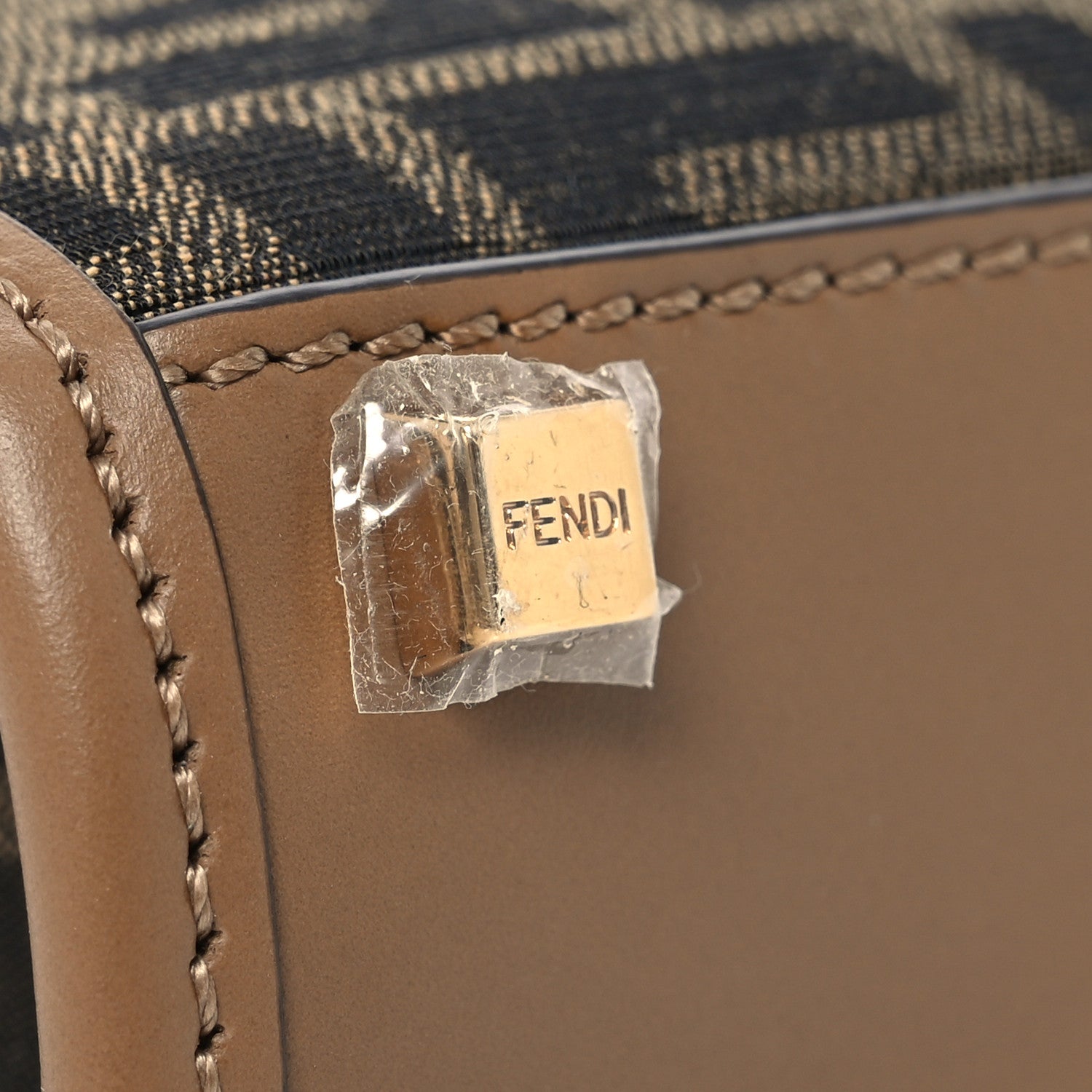 Fendi Fabric Jacquard Vitello King Plexiglass FF 1974 Mini Fendi Sunshine Shopper Tote Tobacco Moro Sand 11 of 11