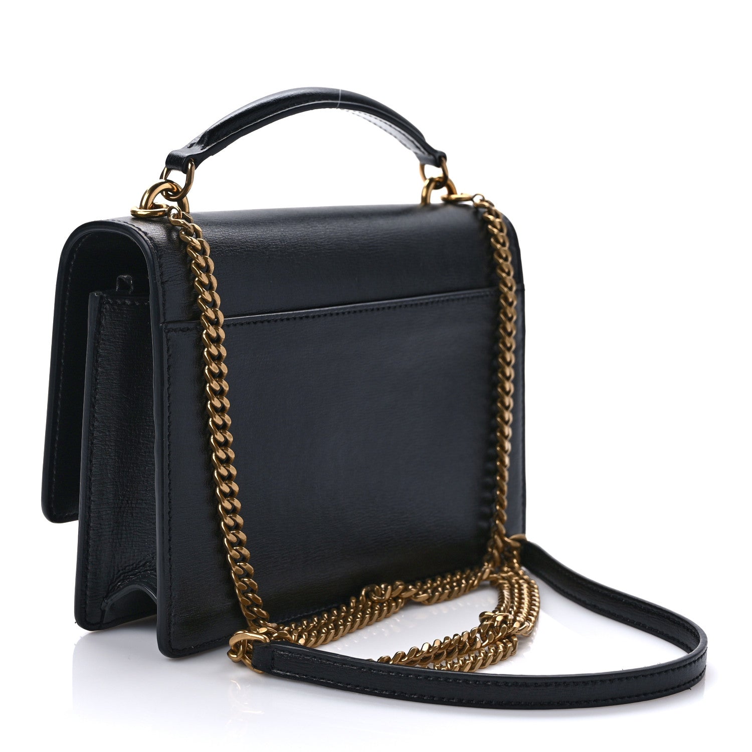 Saint Laurent Calfskin Monogram Sunset Chain Wallet Black 3 of 8