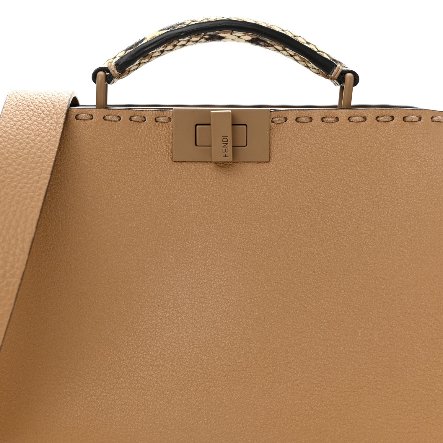 Fendi Cuoio Romano Vitello Elaphe Cover Sellerissima Monochrome Mini Peekaboo I SEE U Satchel Cammello 8 of 10