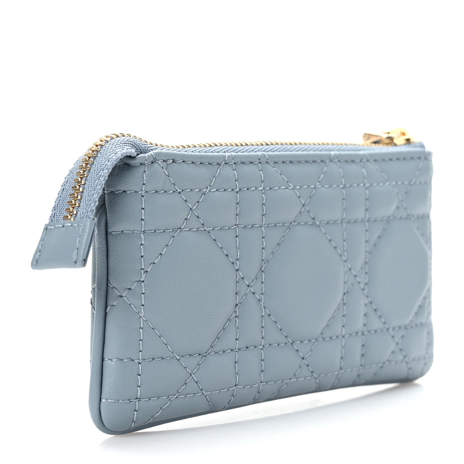 Christian Dior Lambskin Cannage Lady Dior Zipped Key Case Cloud Blue 3 of 7