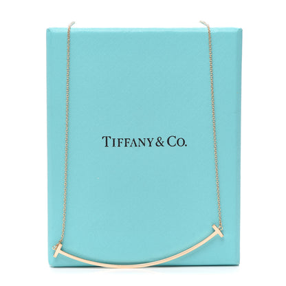 Tiffany 18K Rose Gold Large T Smile Pendant Necklace 6 of 6