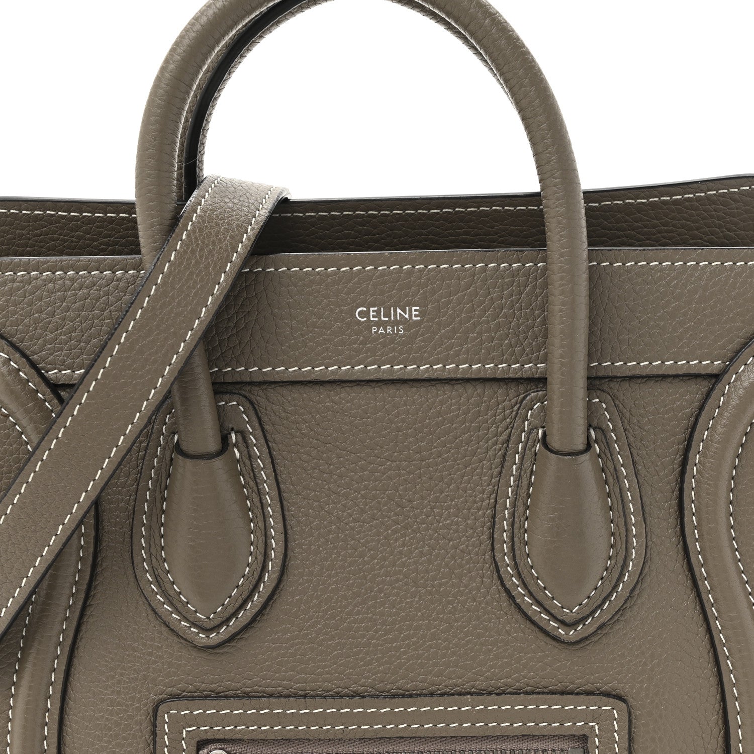 Celine Drummed Calfskin Nano Luggage Souris 9 of 15