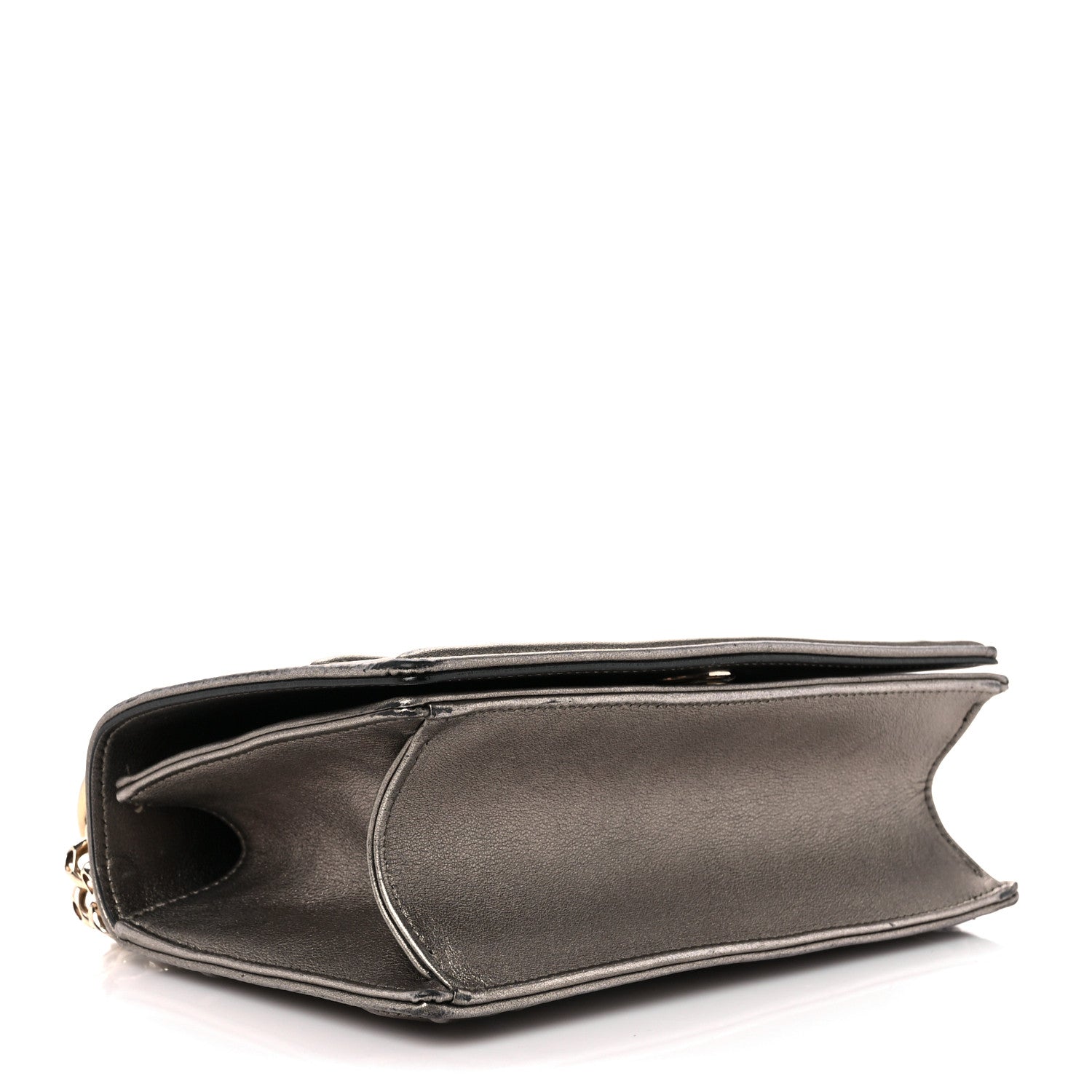 Christian Dior Metallic Calfskin Small Diorama Flap Bag Gunmental 4 of 11