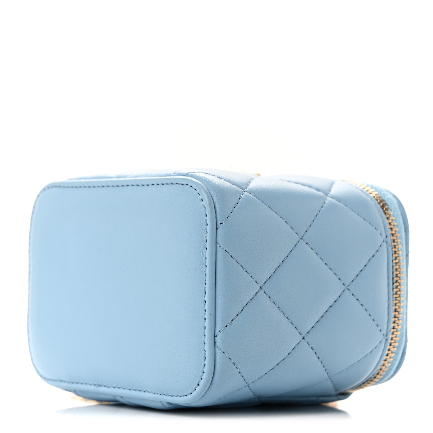 Chanel Lambskin Quilted Pearl Crush Mini Vanity Case With Chain Light Blue 9 of 9
