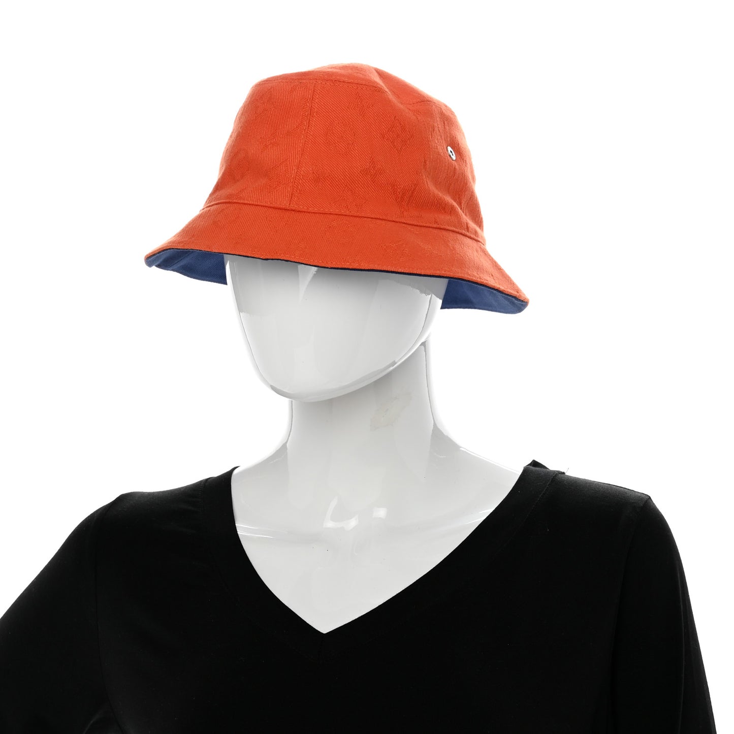 Monogram Denim Transformable Bob Bucket Hat 58 Blue Orange