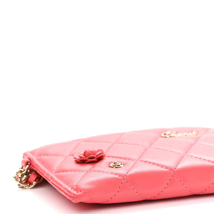 Chanel Lambskin Quilted Camellia Pouch With Handle Red 9 of 11