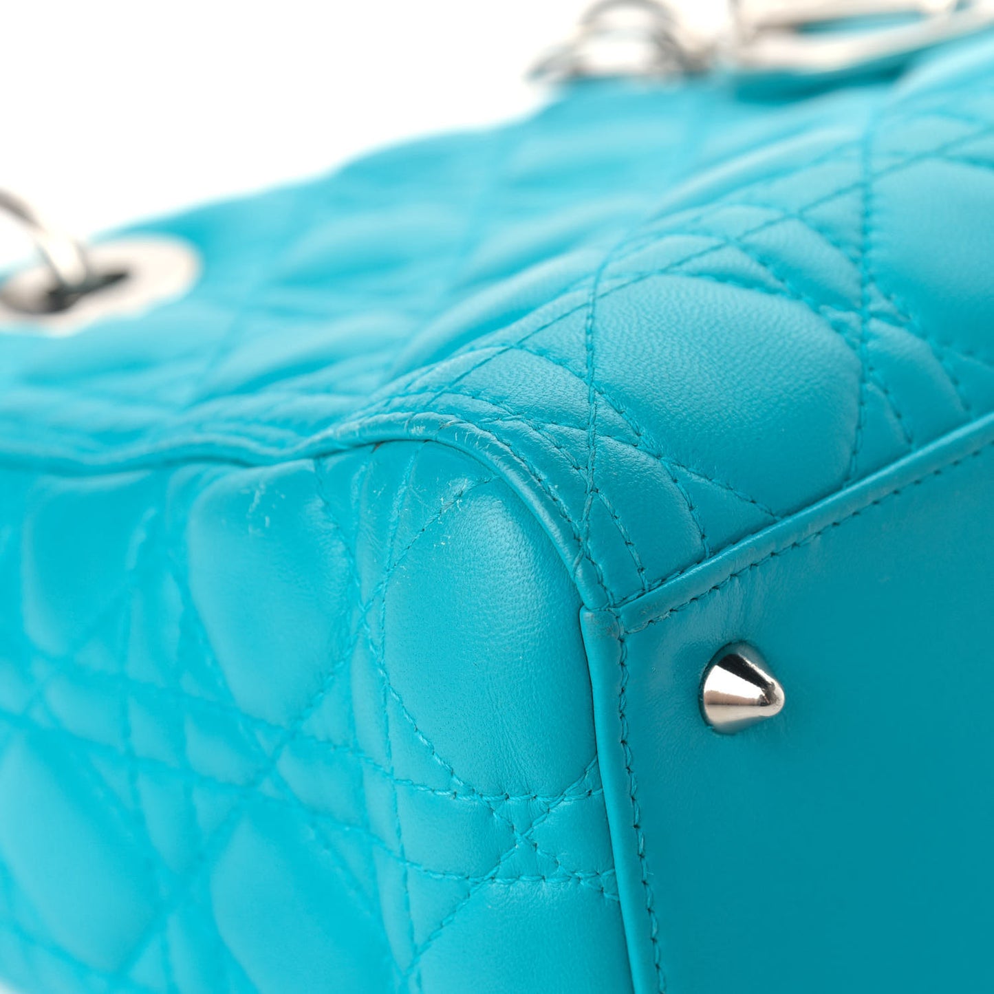 Lambskin Cannage Medium Lady Dior Turquoise
