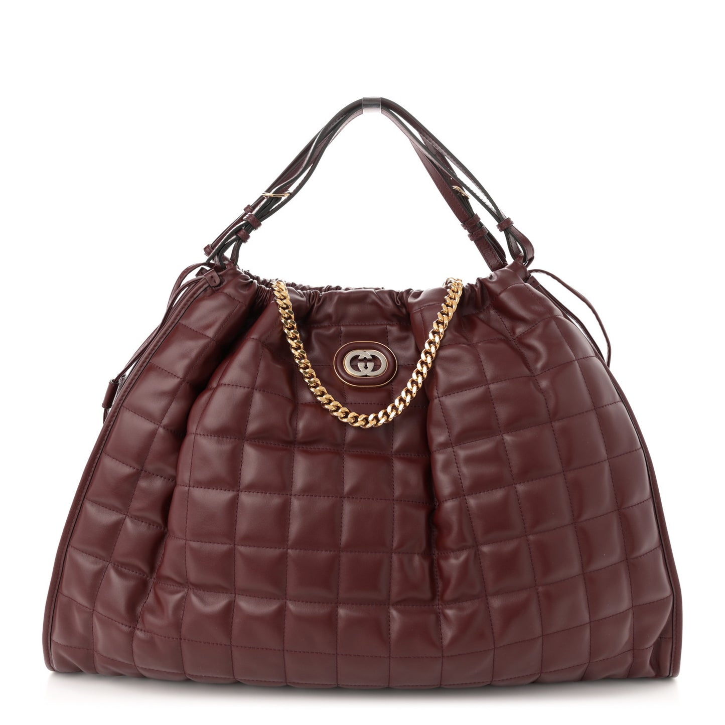Calfskin Quilted Large Deco Tote Bag Rosso Ancora Red