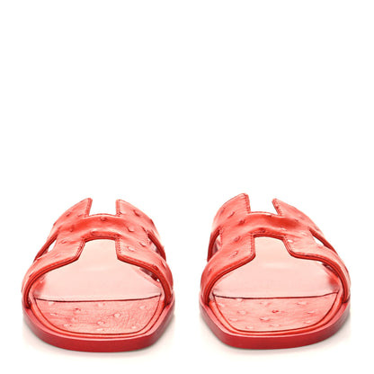 Hermes Ostrich Oran Sandals 37 Jasper Rouge 2 of 8