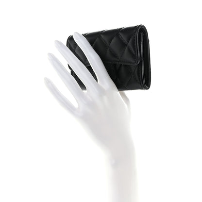 Chanel Lambskin Quilted Flap Card Holder Wallet So Black 2 of 9