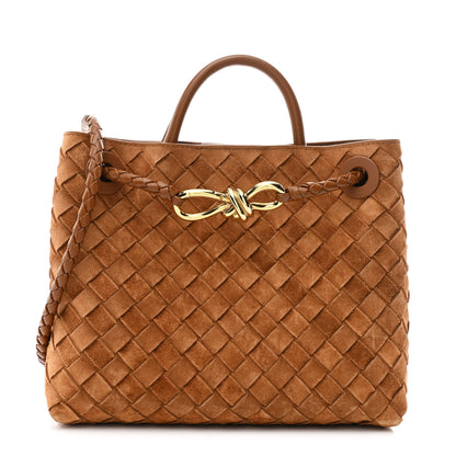 Bottega Veneta Suede Intrecciato Small Andiamo Shoulder Bag Amber 1 of 8