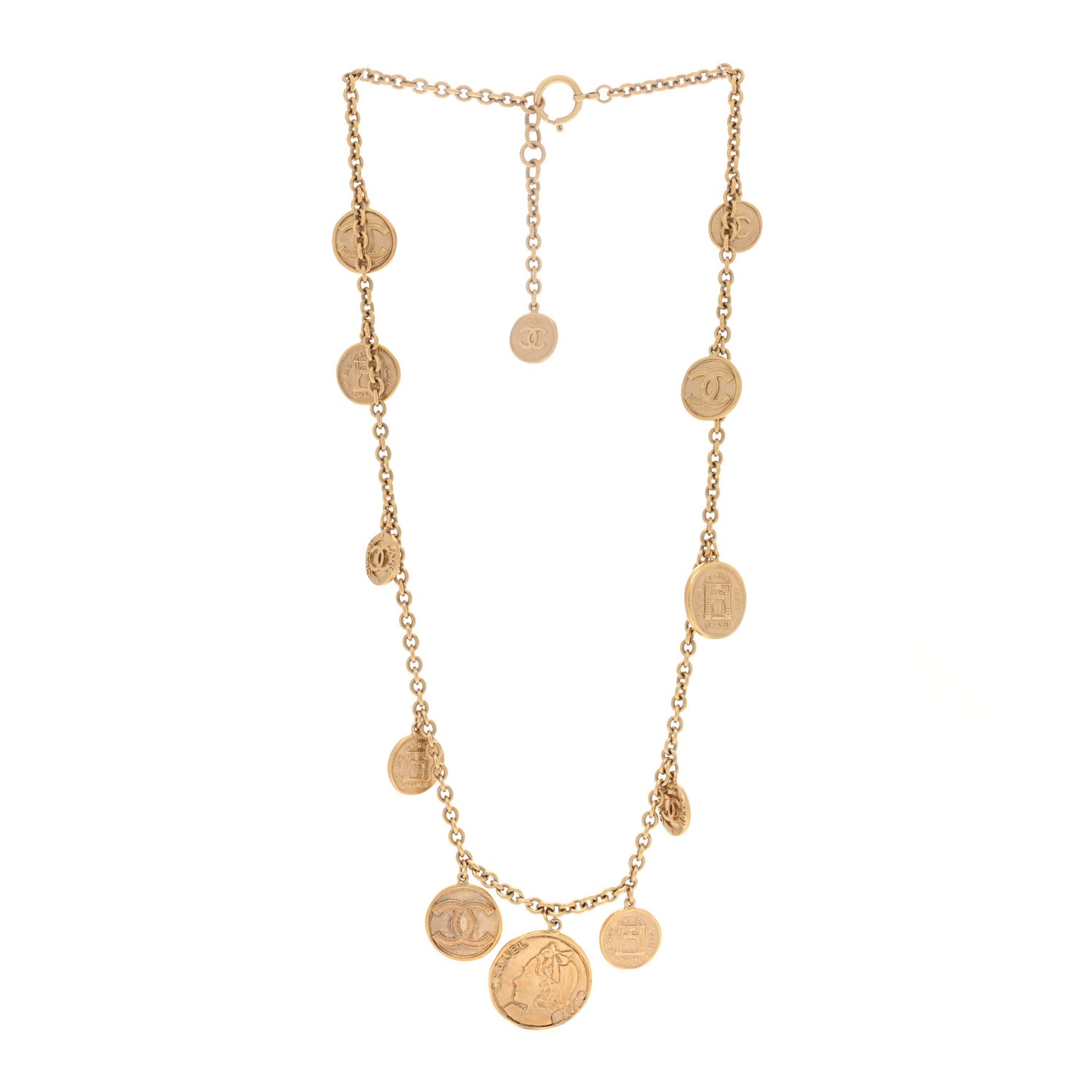 Metal CC Medallion Necklace Gold