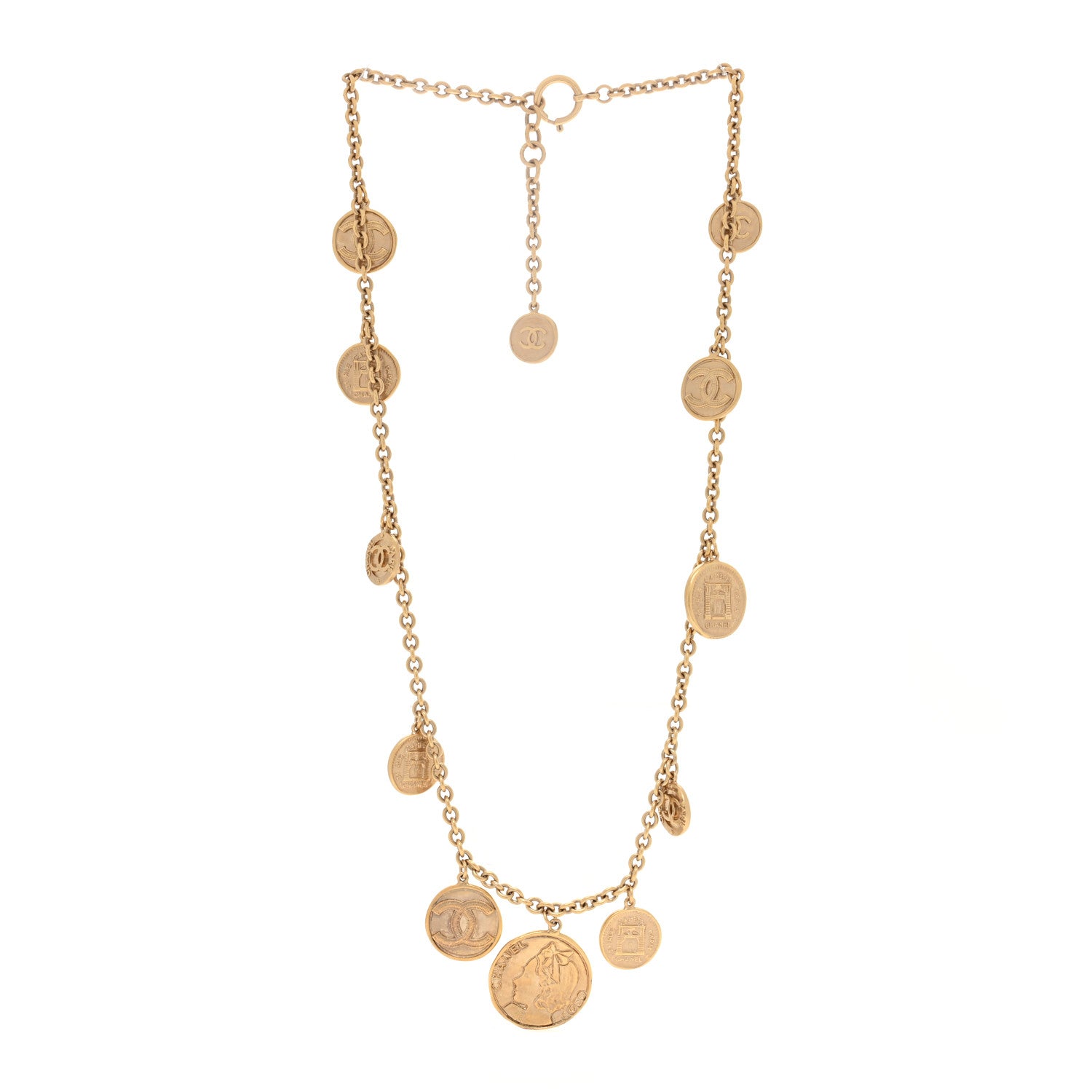 Chanel Metal CC Medallion Necklace Gold 3 of 4