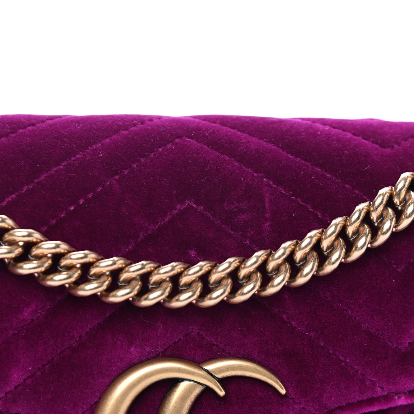 Velvet Matelasse Small GG Marmont Shoulder Bag Fuchsia Violet Cyclamen