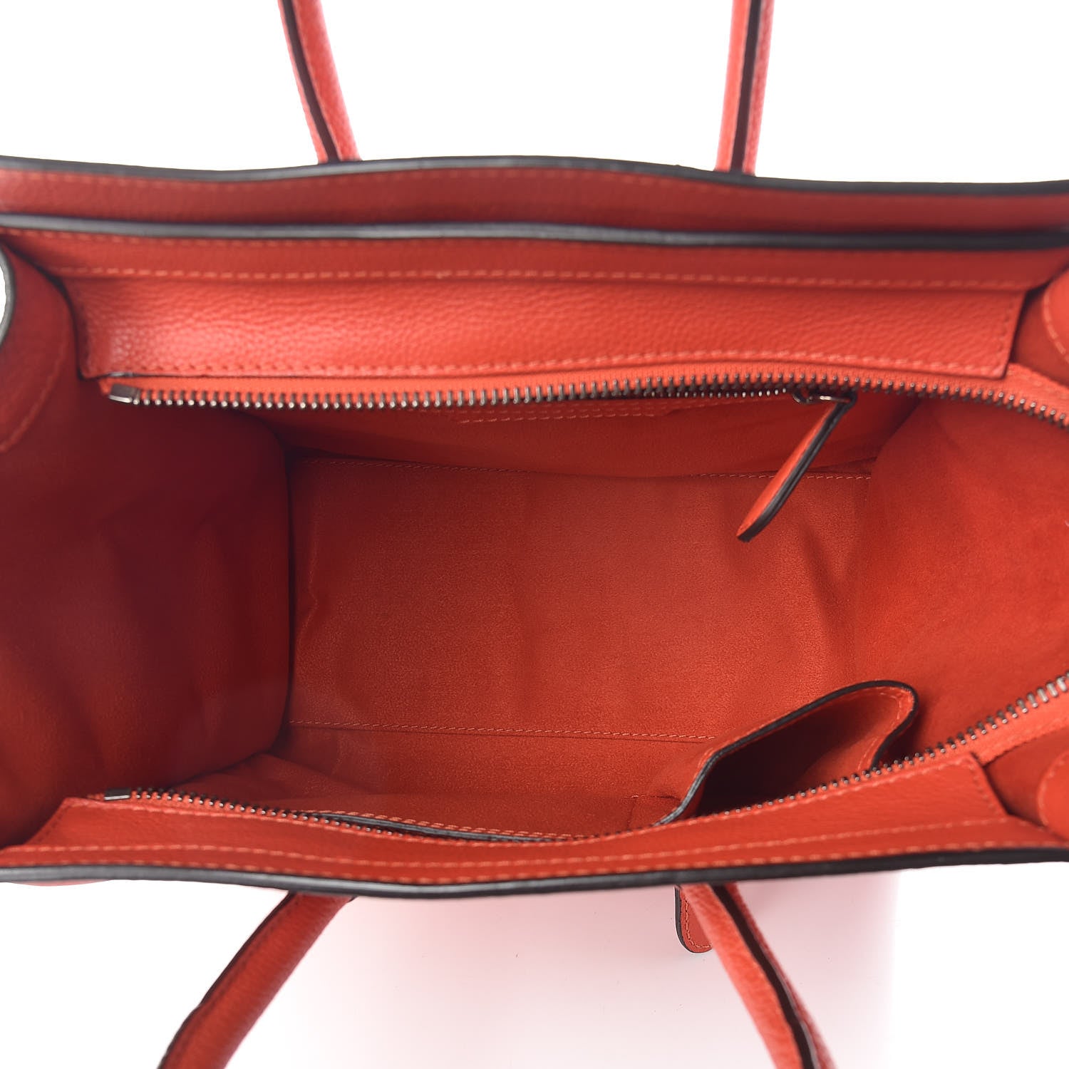 Celine Drummed Calfskin Micro Luggage Vermillion 5 of 10