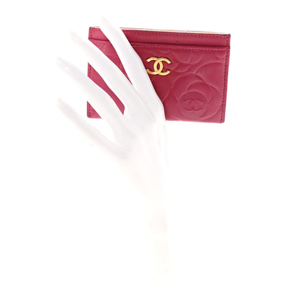 Chanel Lambskin Camellia Embossed Card Holder Fuchsia 2 of 8