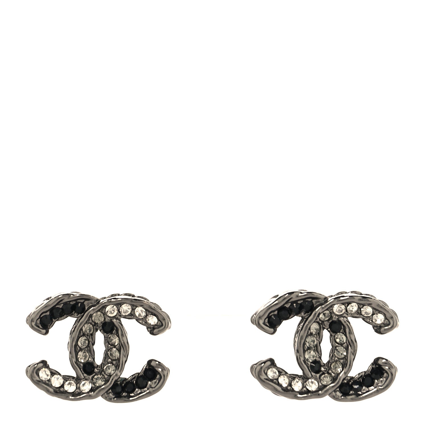 Chanel Ruthenium Crystal CC Earrings Black 1 of 4