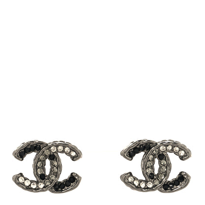 Chanel Ruthenium Crystal CC Earrings Black 1 of 4