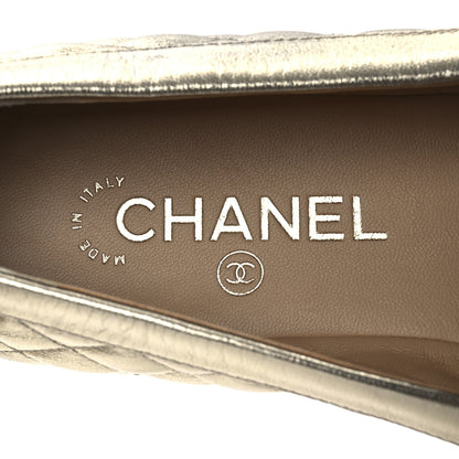 Chanel Metallic Lambskin Quilted Womens Chain CC Loafers 39.5 Gold 9 of 11