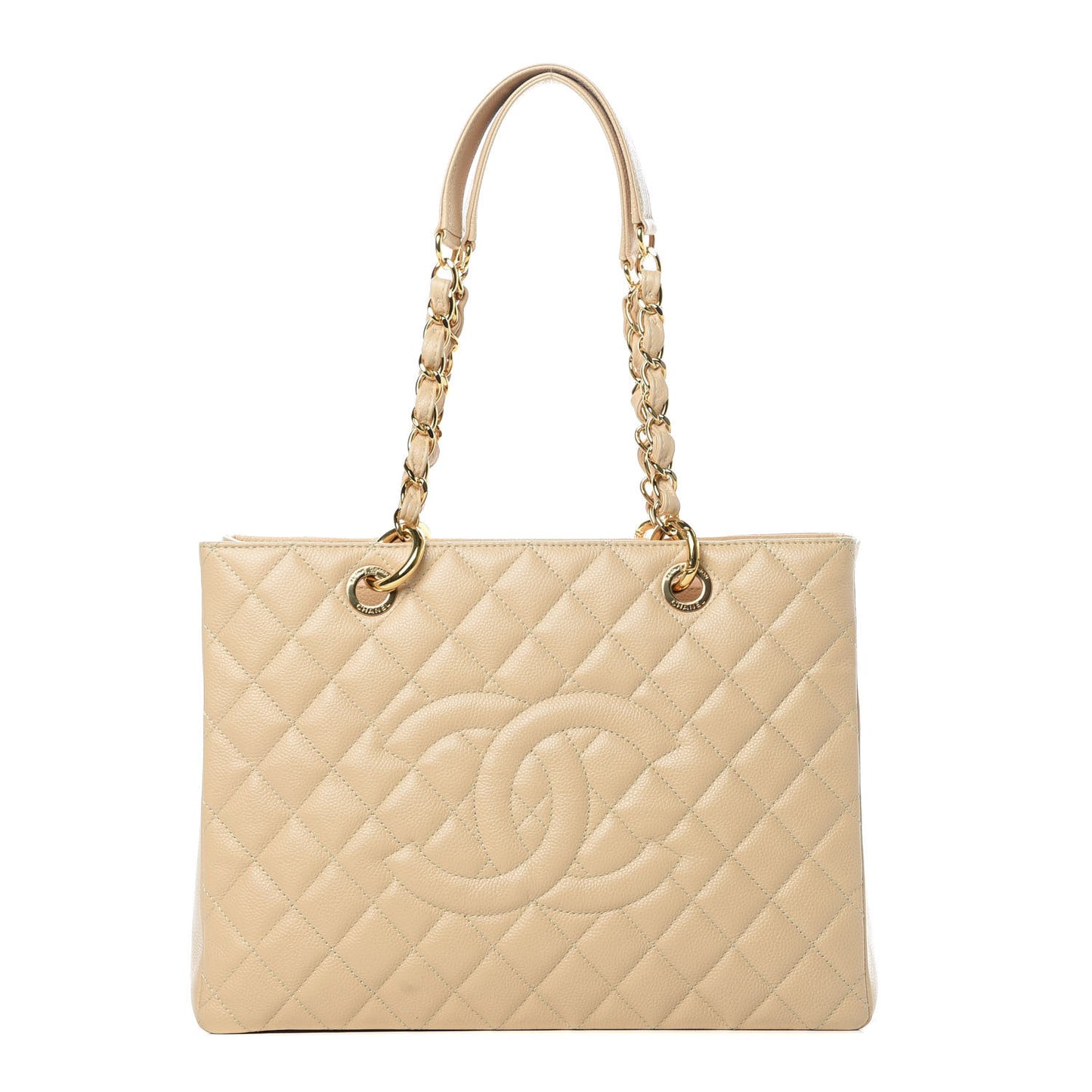 Caviar Quilted Grand Shopping Tote GST Beige Clair