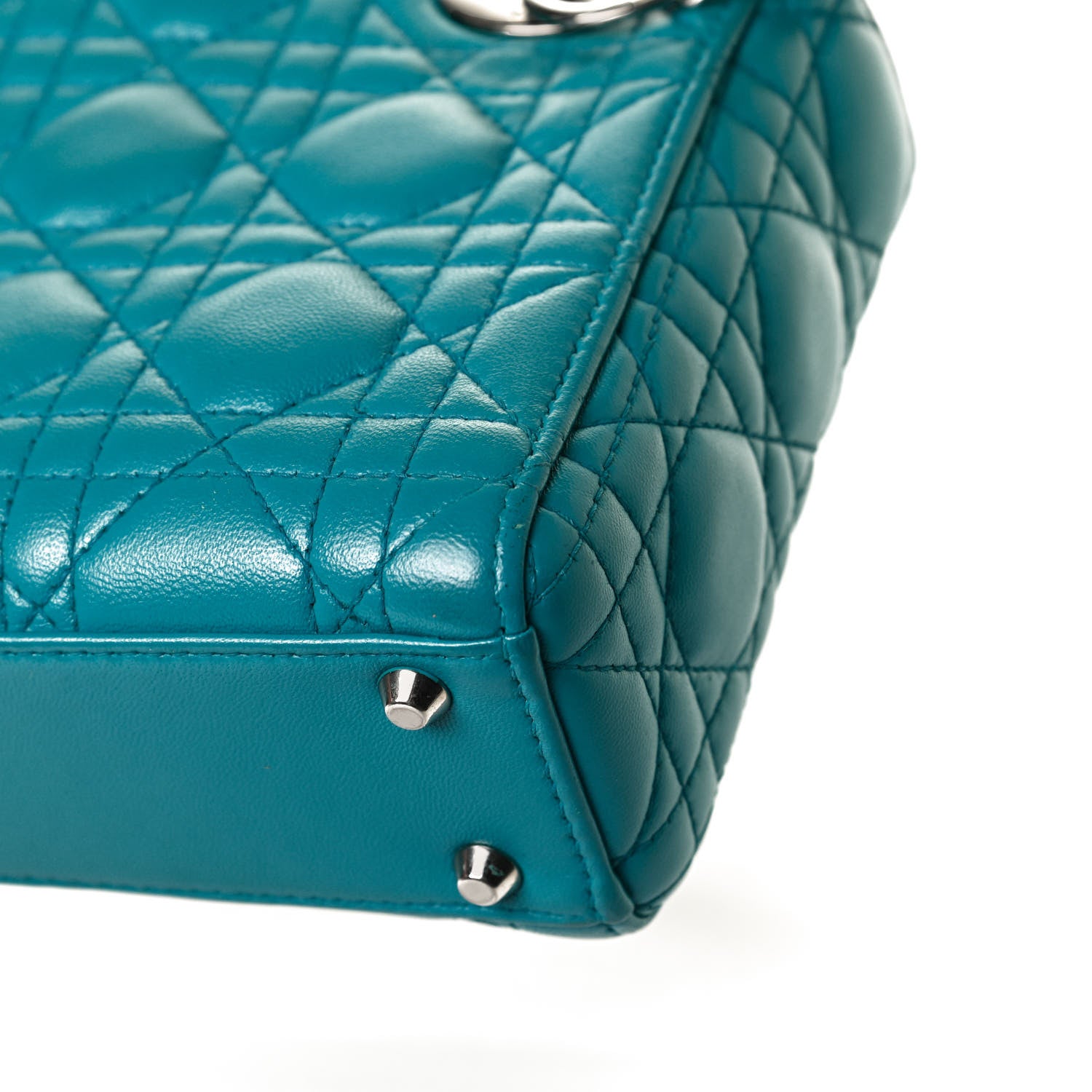 Christian Dior Lambskin Cannage Mini Lady Dior Turquoise 16 of 17