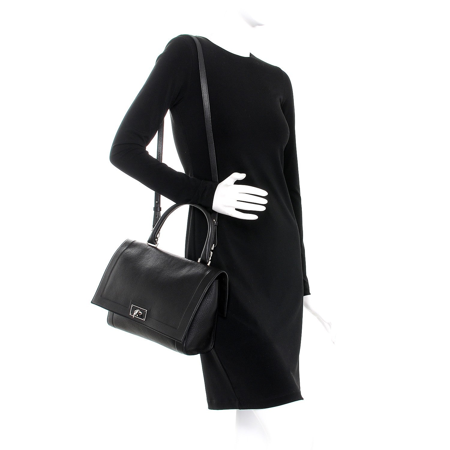 Givenchy Grained Calfskin Small Shark Lock Satchel Black 2 of 7