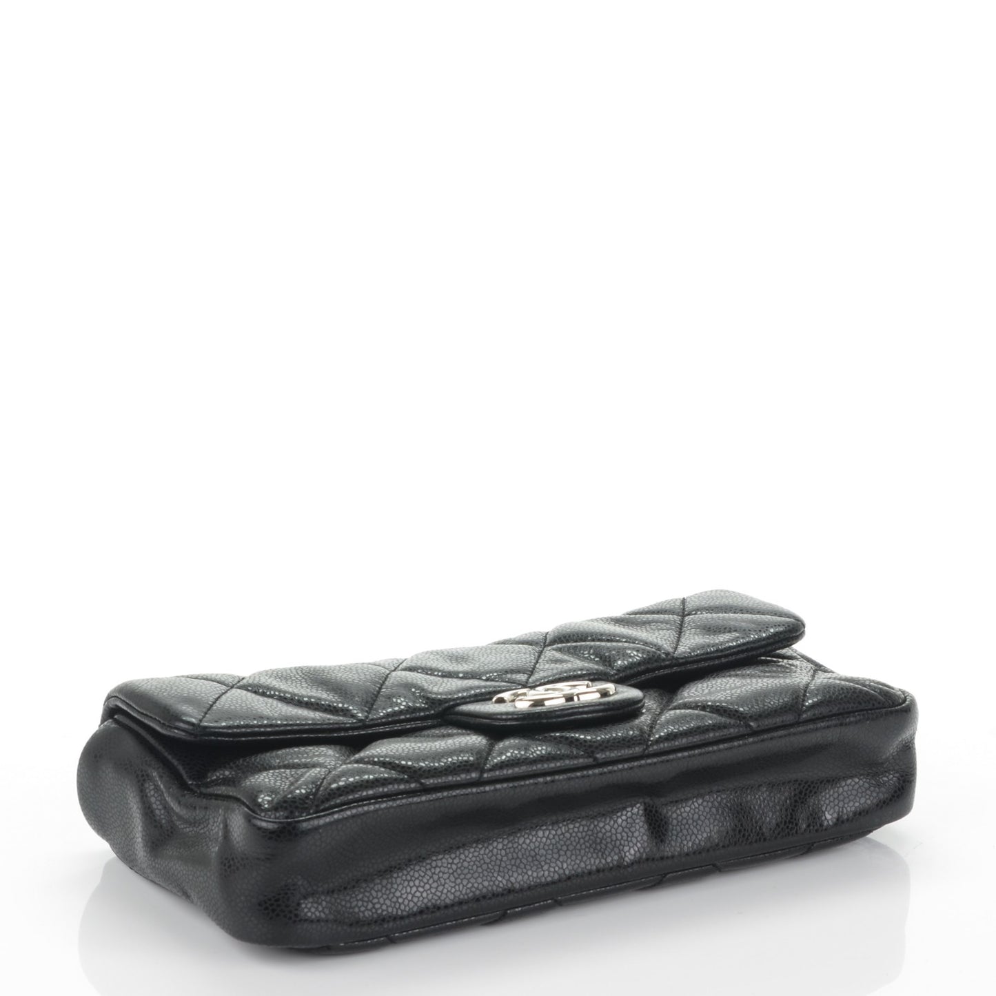 Glazed Caviar Quilted Small Nature Flap Bag Black