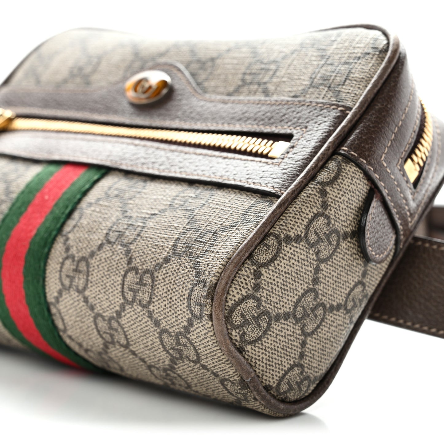GG Supreme Monogram Web Small Ophidia Belt Bag 75 30 Dark Brown
