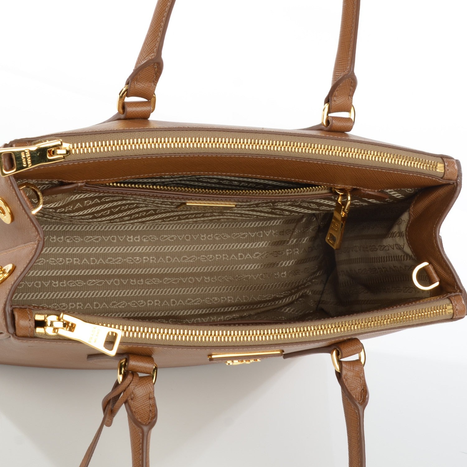 Prada Saffiano Small Galleria Double Zip Tote Caramel 5 of 9