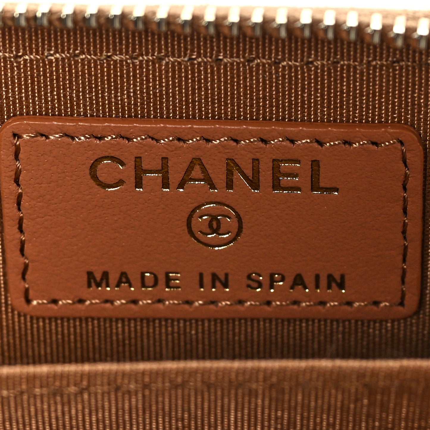 Lambskin Quilted Chanel 19 Zip Around Coin Purse Wallet Brown