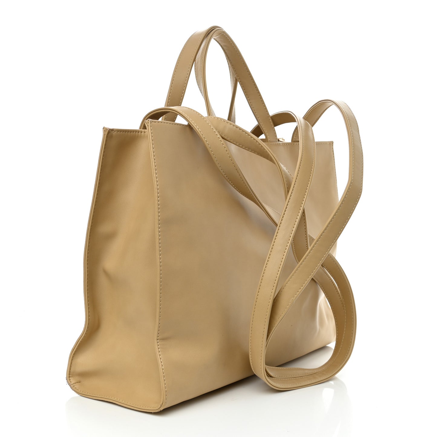Vegan Leather Medium Shopping Bag Cream