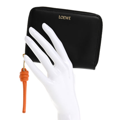 Loewe Calfskin Compact Knot Zip Around Wallet Black Bright Orange 2 of 9