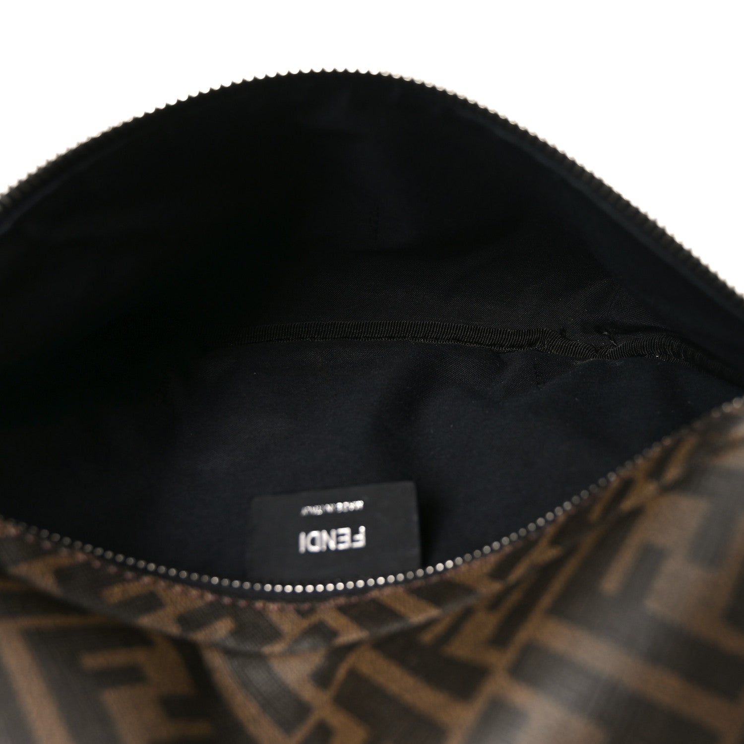 Fendi Glazed Fabric Vitello Liberty FF 1974 Diagonal Belt Bag Tobacco Moresco Black 4 of 8
