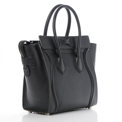 Celine Drummed Calfskin Micro Luggage Black 3 of 7