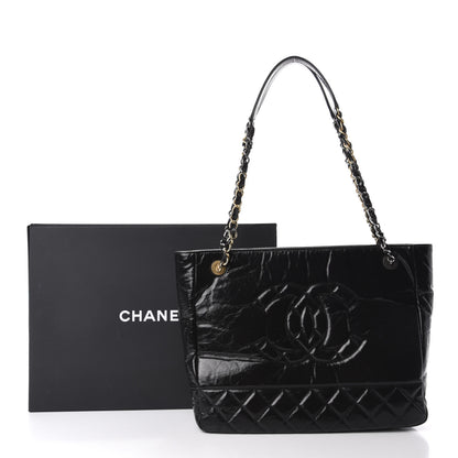Chanel Shiny Aged Calfskin Quilted Small Shopping Bag Black 11 of 11