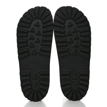 Gucci Rubber Web Mens Lug Sole Slide Sandals 10 Black Green Red 5 of 11