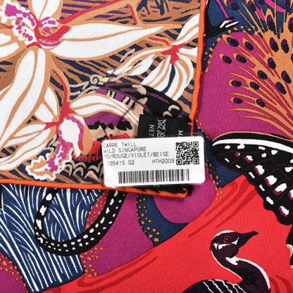 Hermes Silk Wild Singapore Scarf 90 Rouge Violet Beige 2 of 4