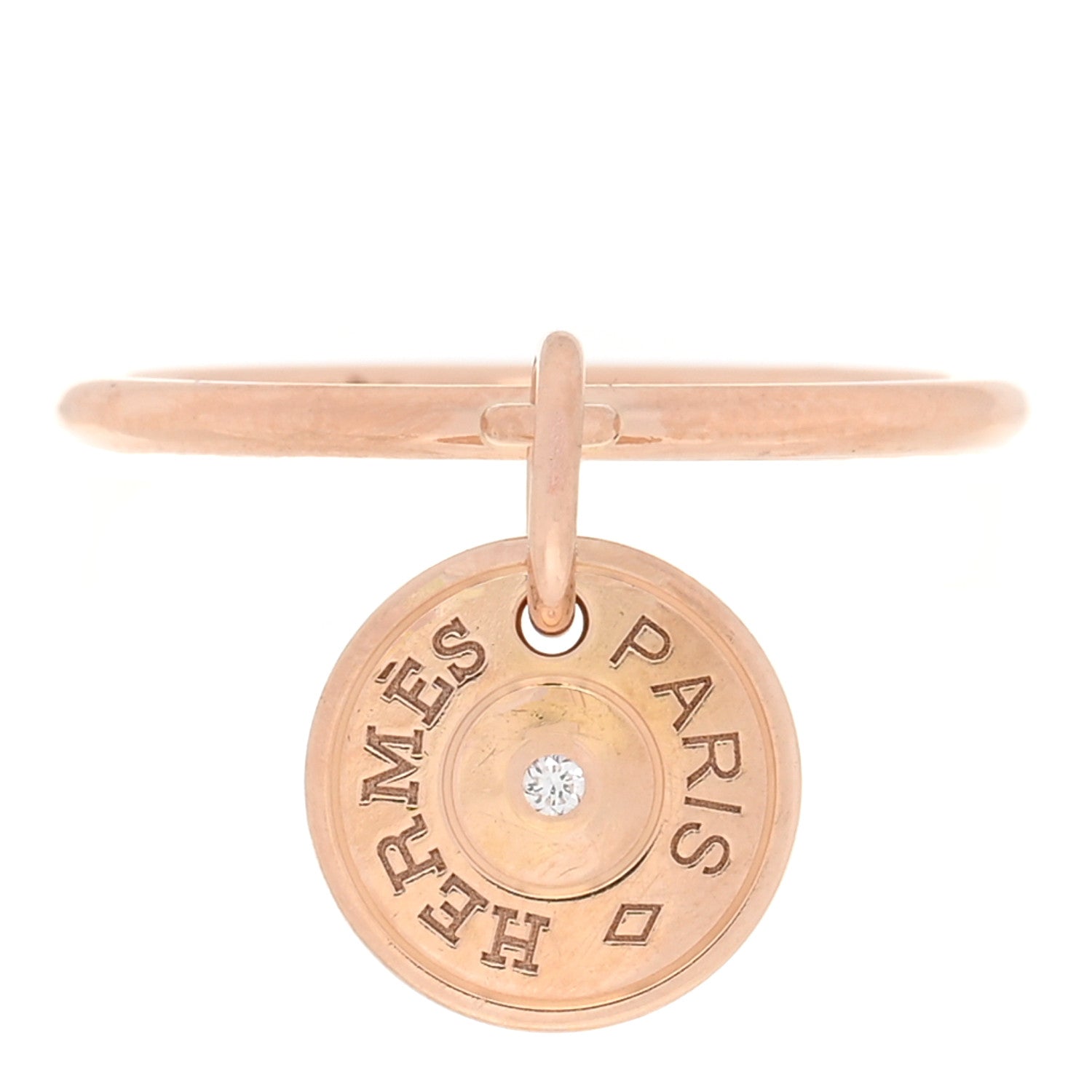 Hermes 18K Rose Gold Diamond Gambade Ring 54 6.75 1 of 6