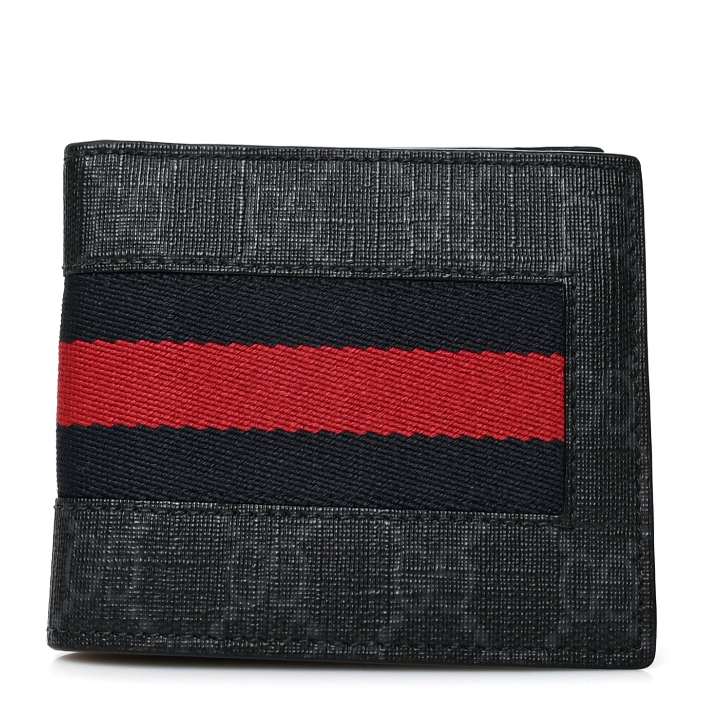 GG Supreme Monogram Selleria Calfskin Web New Web Bi-Fold Wallet Black