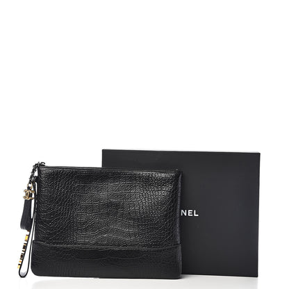 Chanel Calfskin Crocodile Embossed Quilted Medium Gabrielle Cosmetic Case Black 8 of 8