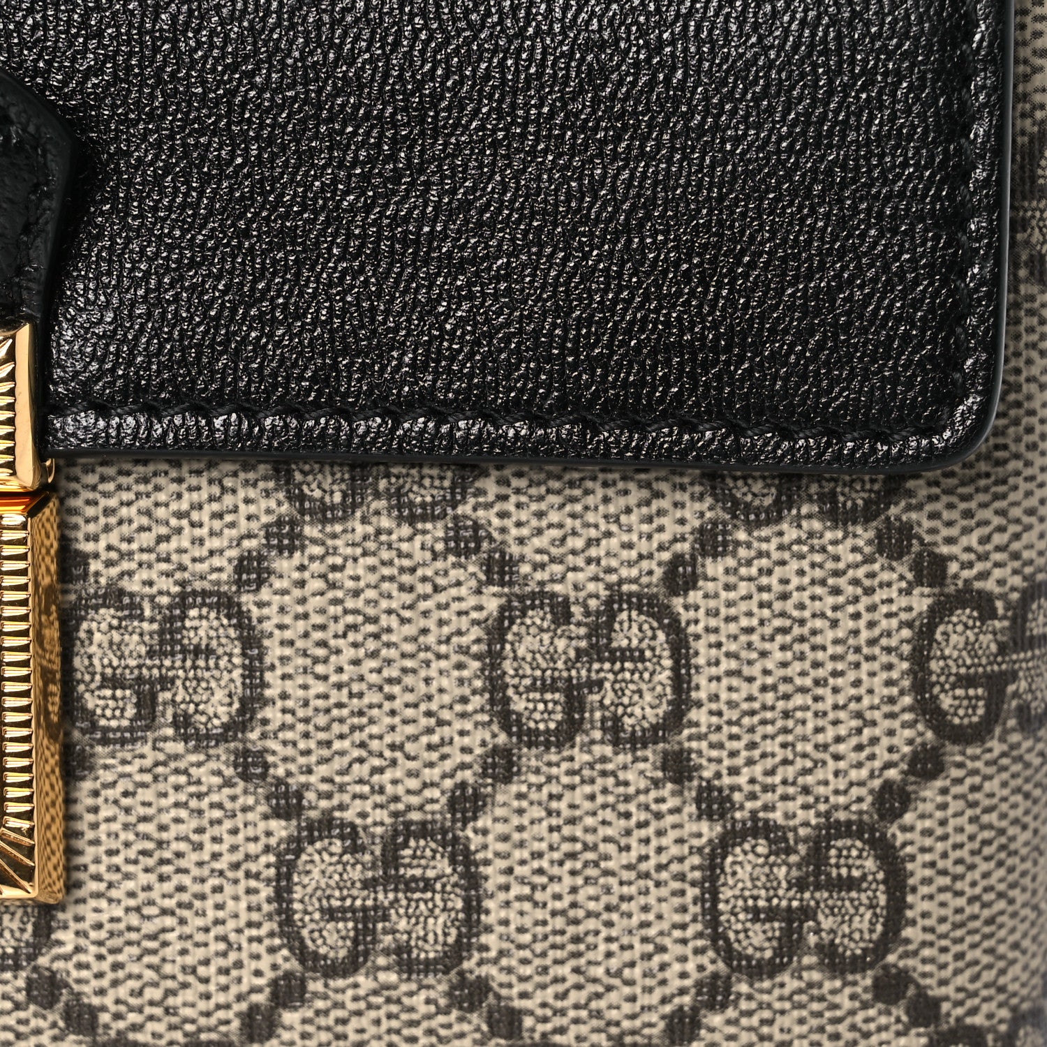 Gucci GG Supreme Monogram Calfskin Mini Padlock Top Handle Shoulder Bag Beige Black Cuir 8 of 12