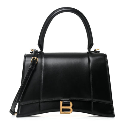 Balenciaga Shiny Box Calfskin Medium Hourglass Top Handle Bag Black 1 of 9