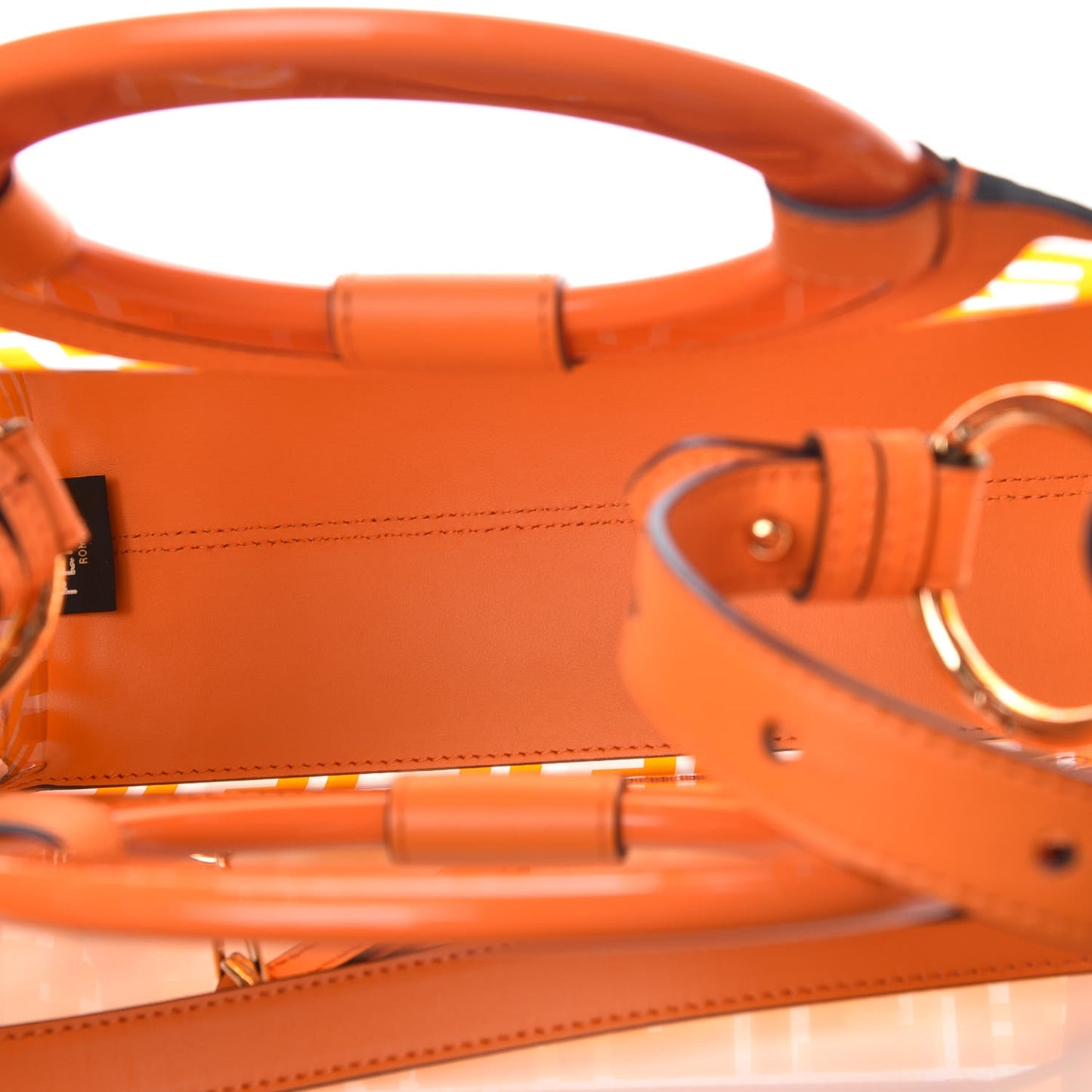 TPU FF Vitello Century Plexiglass Small Runaway Shopper Tote Aranciata