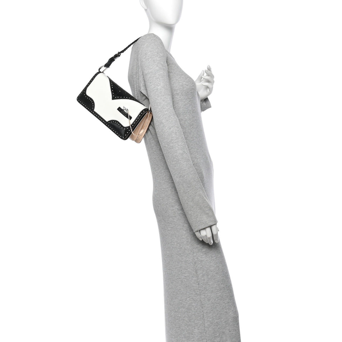 Christian Dior Patent Calfskin D Trick Shoulder Bag Black White 2 of 12