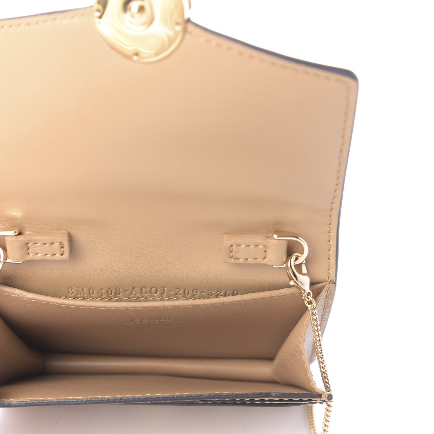 Vitello Termolagoon F is Fendi FF 1974 Embossed Geometric Flap Wallet On Chain Miele Scuro
