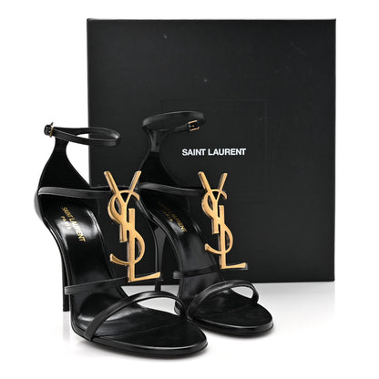 Saint Laurent Calfskin Cassandra 110 Sandals 38.5 Black Gold 10 of 10
