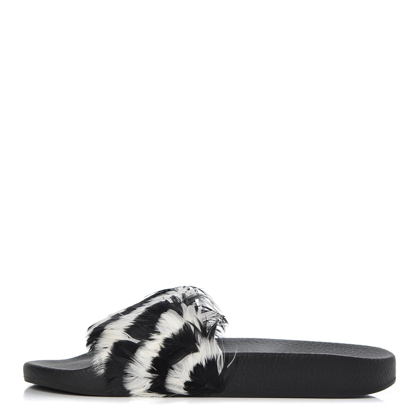 Rubber Feather Pool Slide Sandals 37 Black White