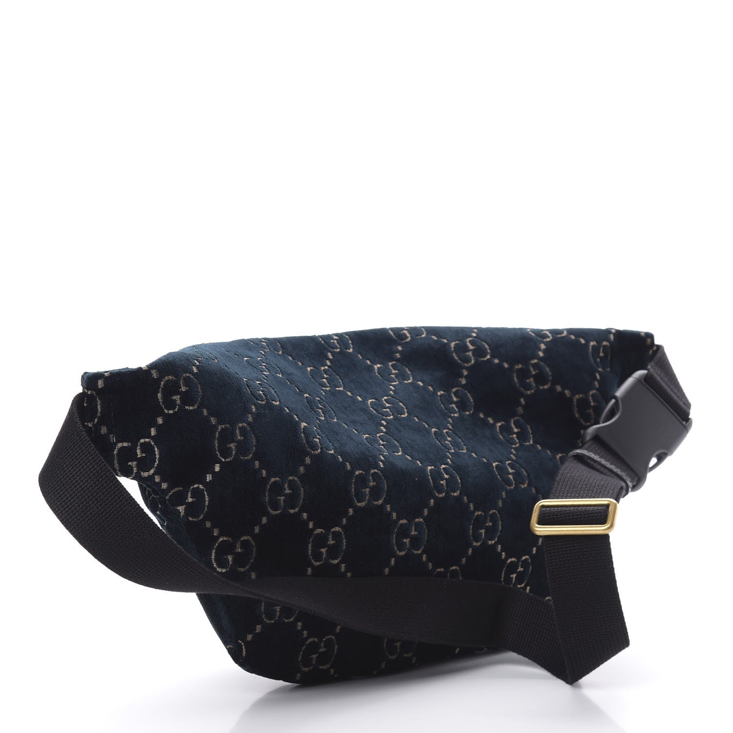Gucci Velvet GG Monogram Web Belt Bag Blue Beige 3 of 10